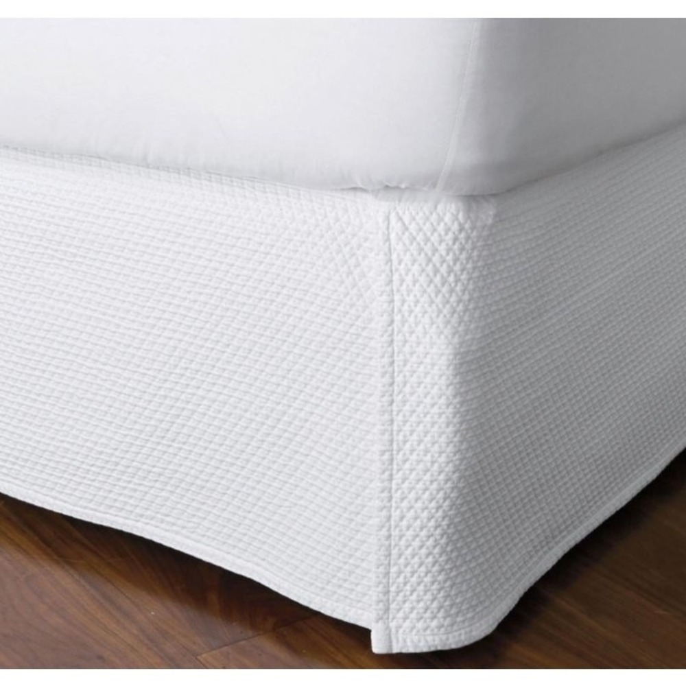The Company Store Twin Bed Skirt White Diamond Weave Cotton 18" Drop New